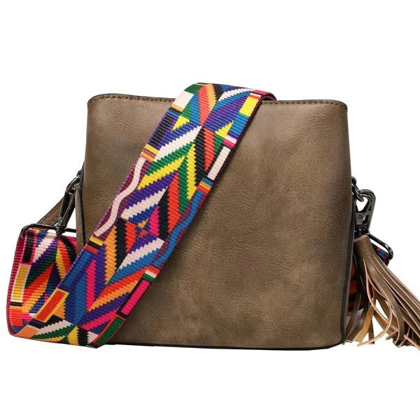 DLZMO Ladies Multicolor Tassel Crossbody Bag, Leather Tassel Zipper Large  Capacity Shoulder Casual Crossbody Bag (Colorful): Handbags: Amazon.com
