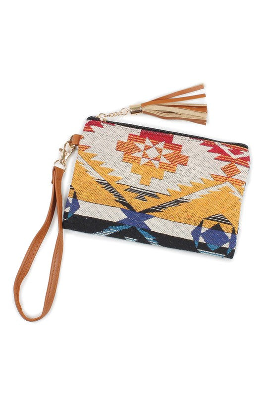 Aztec Printed Wallet with Wristlet